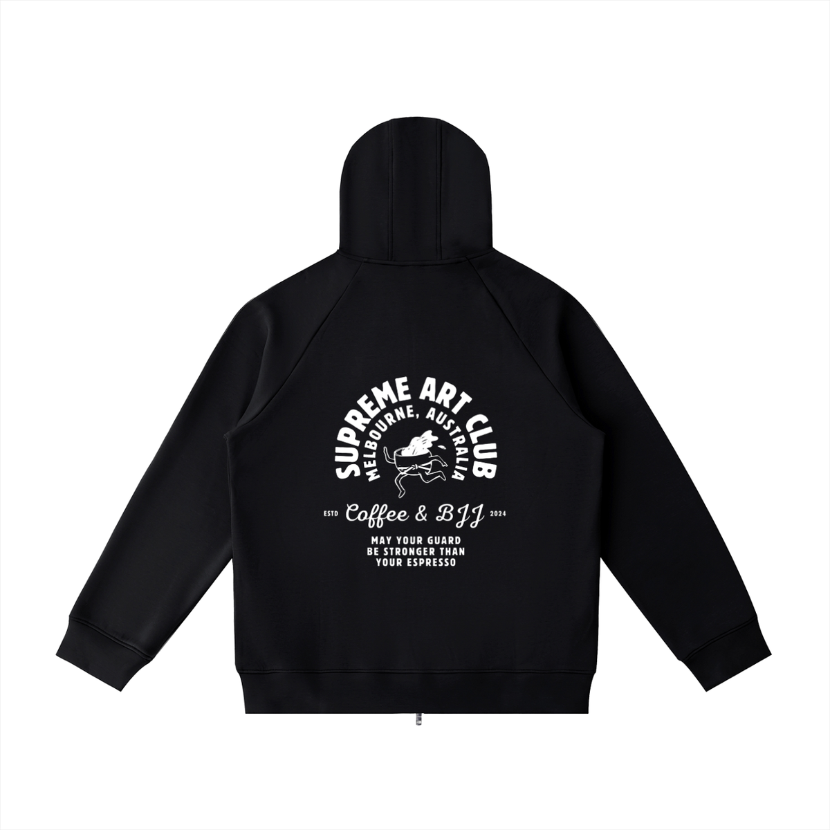 Coffee & Bjj Zip Up Hoodie Black and White