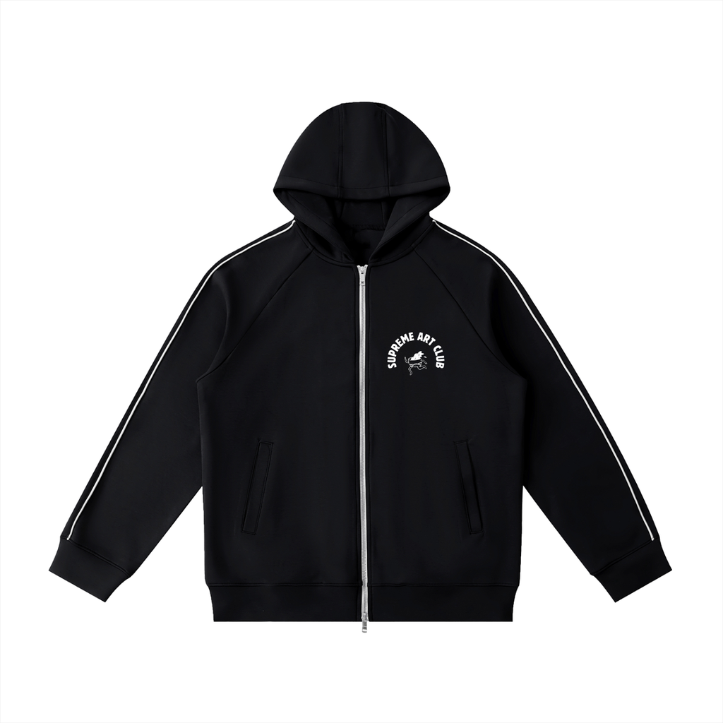 Coffee & Bjj Zip Up Hoodie Black and White