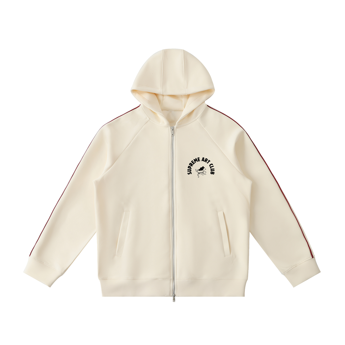 Coffee & Bjj Zip Up Hoodie Cream and Black