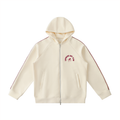 Coffee & Bjj Zip Up Hoodie Cream and Burgundy